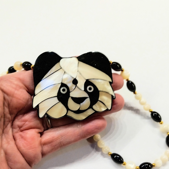 Vintage Inlay Panda Necklace - Picture 6 of 6